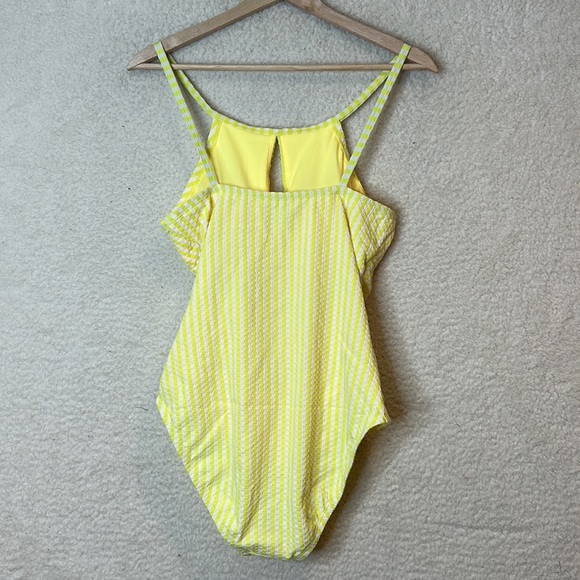 Yellow Striped Women's One Piece Swimsuit - Picture 3 of 4